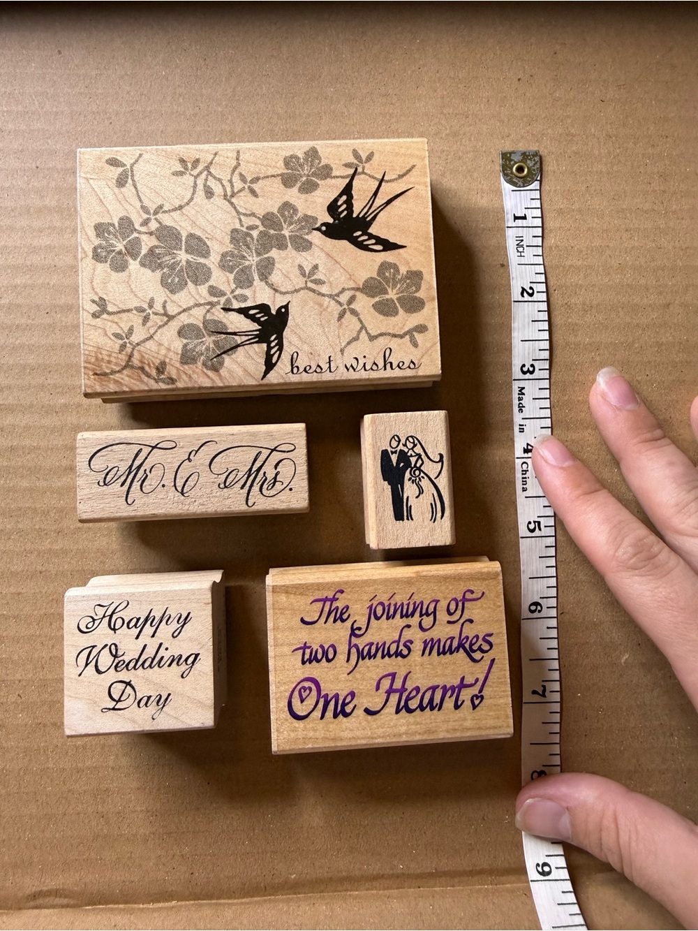 Wedding Stamp Wooden Blocks - Birds & Sentiments